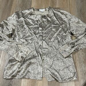 Christian Dior Seperates 100% Silk LS Button Down Top